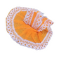Orange Cotton Summer Dress for Laddu Gopal Ji with White Eyelet Lace Border