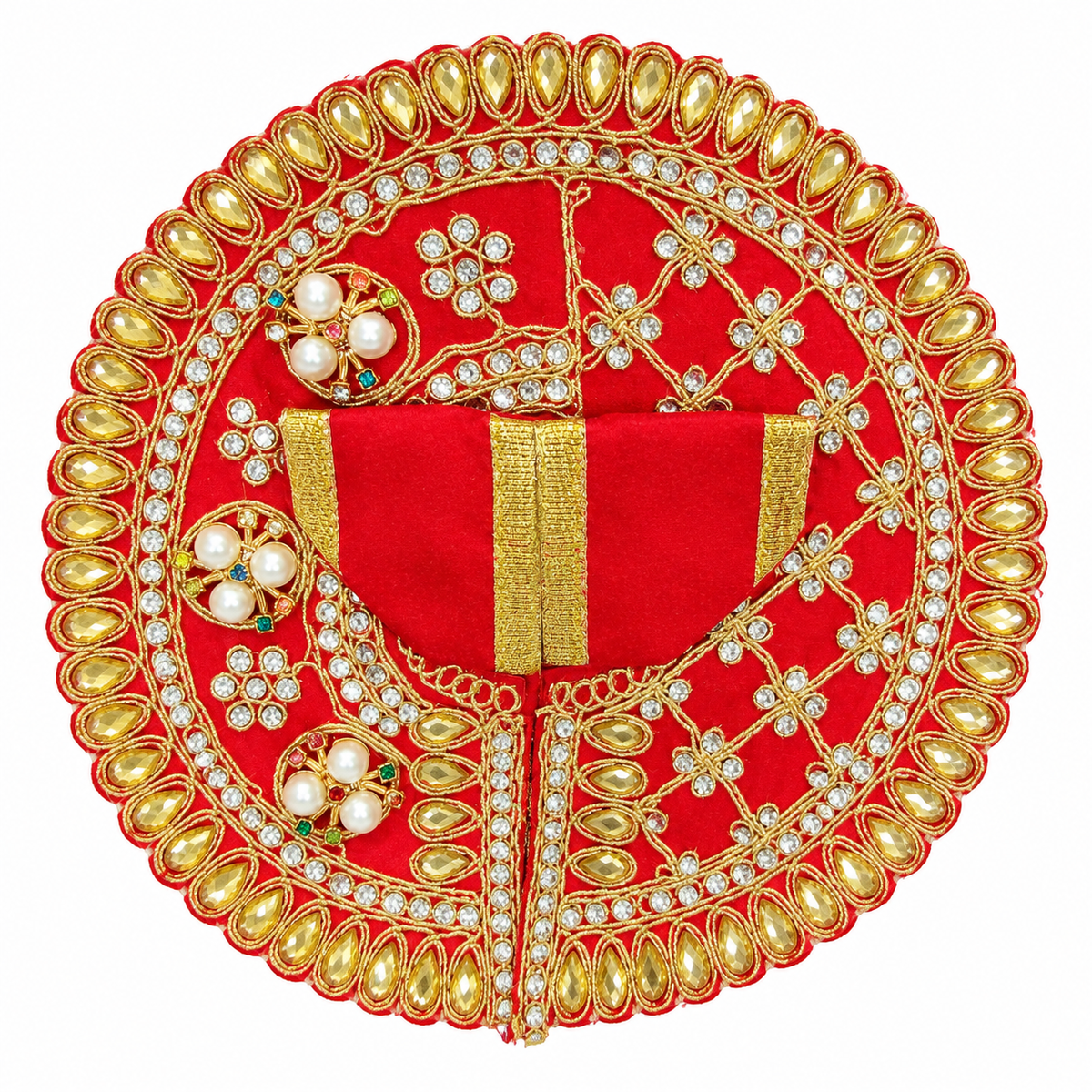 Red and Gold Designer 2 No Ladoo Gopal Poshak Kanha Ji Dress, Thakur Ji Poshak,