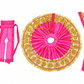 Rani Pink & Gold Designer 4 No Ladoo Gopal Poshak with Embroidered Lace Work