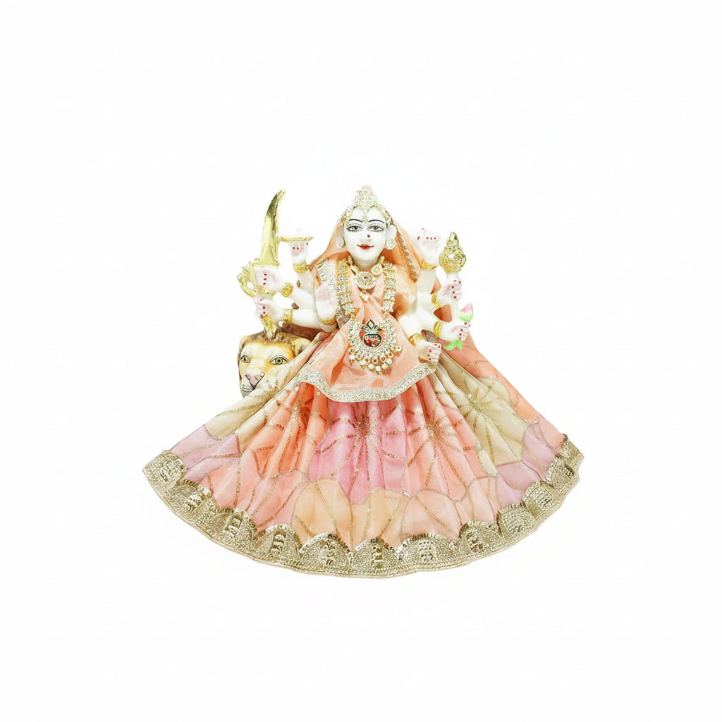 Durga Ji Peach Multi Siatara Embroidery Lace Dress