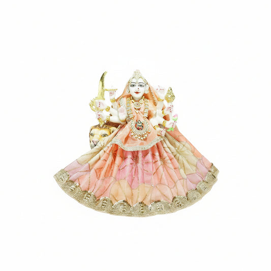 Durga Ji Peach Multi Siatara Embroidery Lace Dress