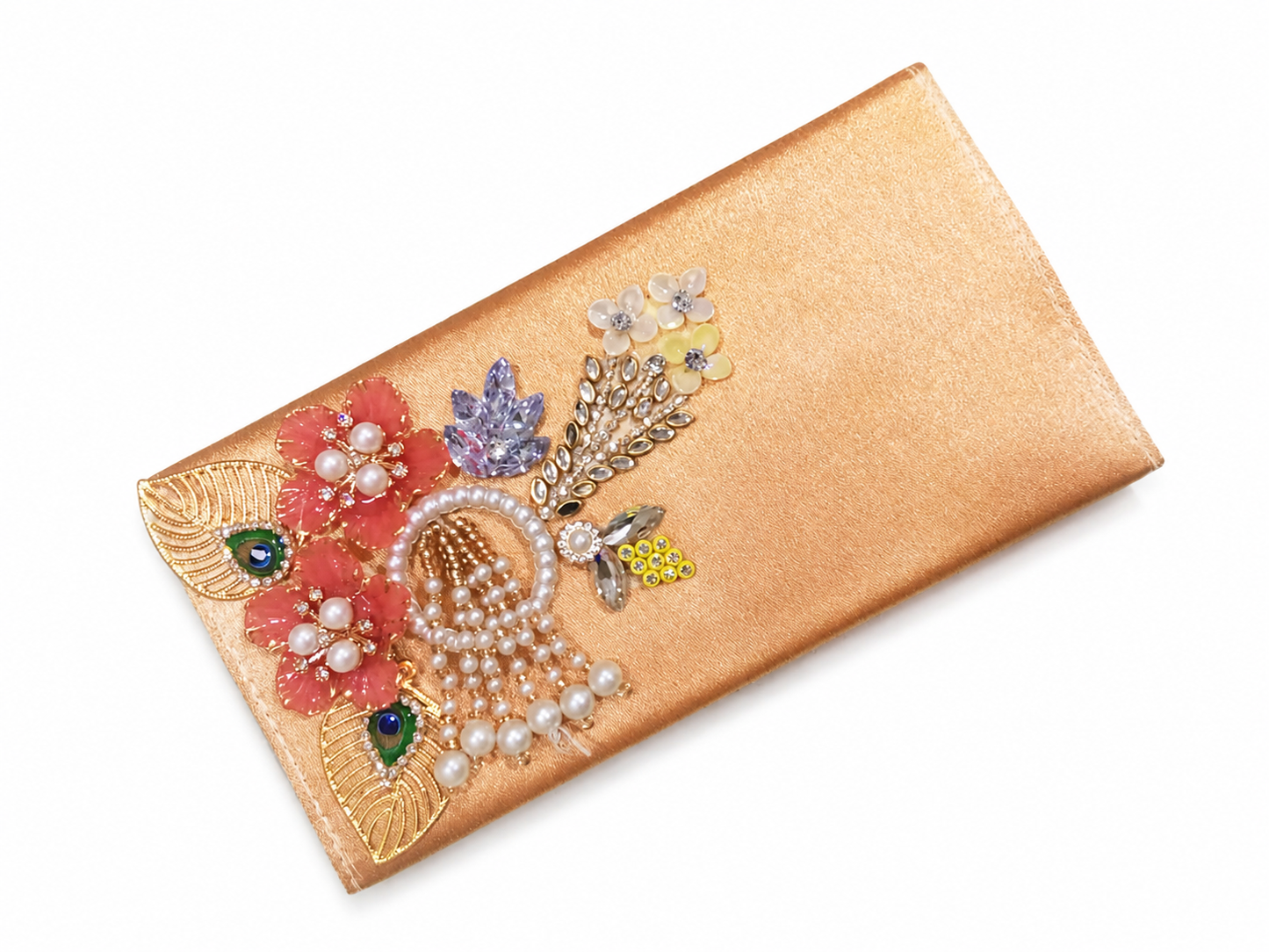 Peach Blossom & Pearl Shimmer Clutch