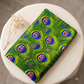 Peacock Feather Print Fabric Clutch Travel Pouch