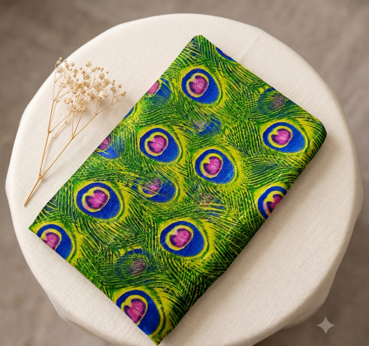 Peacock Feather Print Fabric Clutch Travel Pouch
