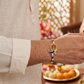 Peacock Designer Rakhi with Evil Eye and Pearl Beads, Traditional Raksha Bandhan
