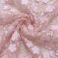 Pink Floral Applique Sequin Net Fabric