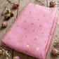 Pink Chanderi Silk Fabric with Gold Zari Buti