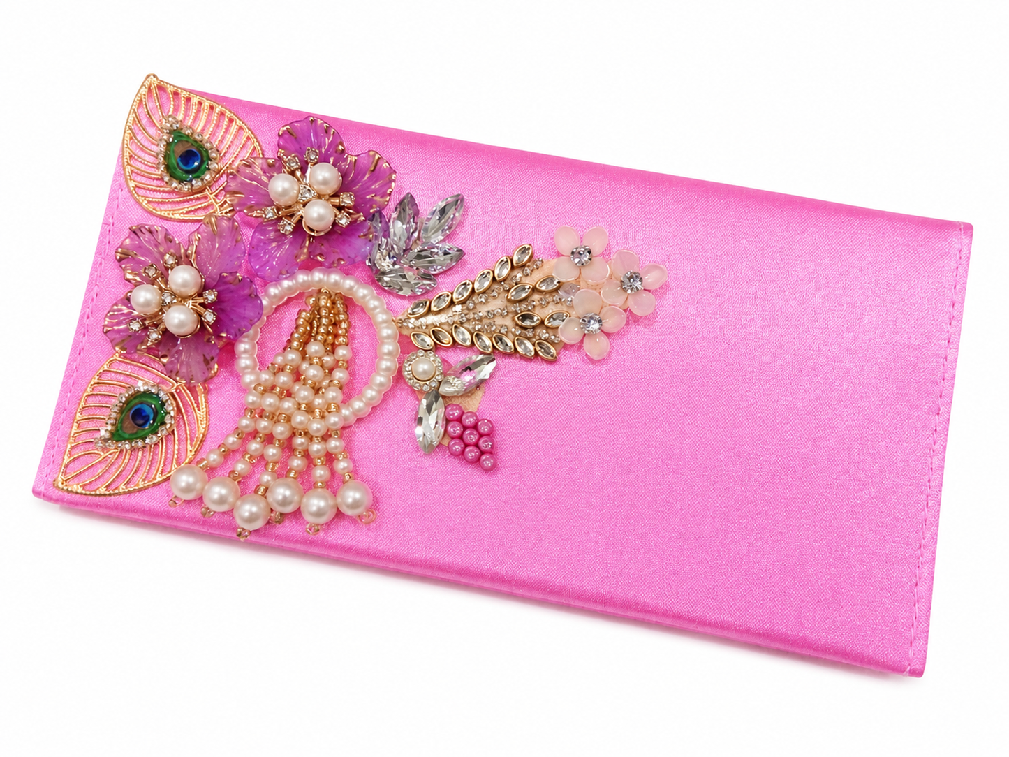 Coral Pink Blossom Shimmer Clutch