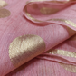 Pink Chanderi Silk Fabric with Gold Buta