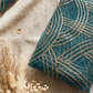 Sea Green Net Fabric with Gold Zari Work