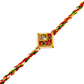 Square Kundan Rakhi with Multicolor Braided Thread for Brother, Raksha Bandhan Festival