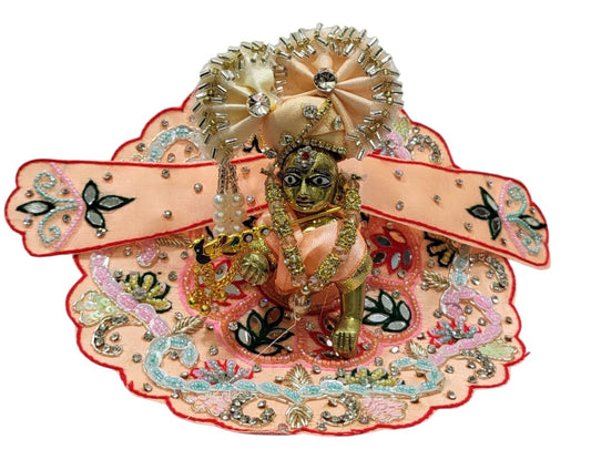 Ladu Gopal Dress Blue and Sky Floral Designer Dress for Laddu Gopal Ji with Pagdi festival Special