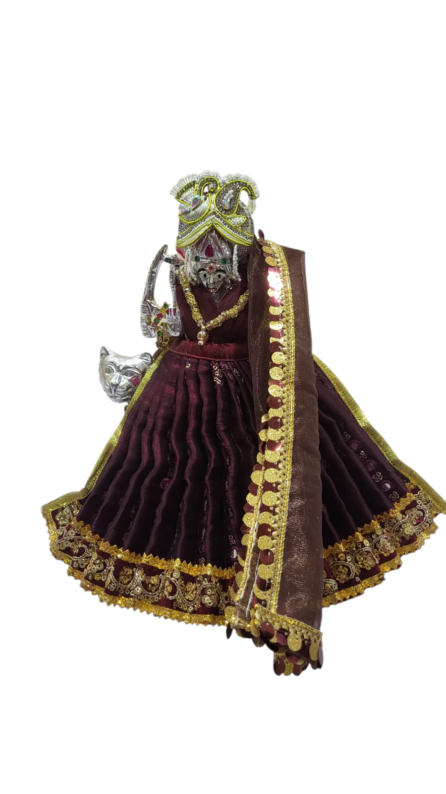 Mata Rani Vastra, Devi Poshak, Durga Dress, Radha Rani Poshak for Standing Idol, Made of Silk Cloth