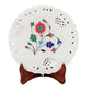 Handmade White Marble Decorative Plate with Wooden Stand 7 inch Decorative Showpiece - 7 cm (Marble, White)