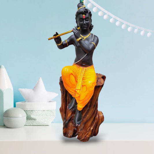 Marble Lord Krisha Idol for Pooja & Decorative Statue Figurine | Krishna Murti for for Gifting,House Warming | Size - 1.5 feet (45cm) - White