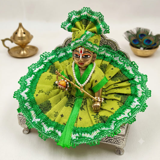 Laddu Gopal Lime Green Cotton Poshak