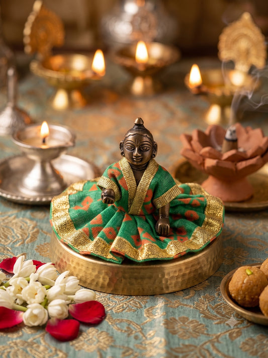 Laddu Gopal Green Bandhani Poshak
