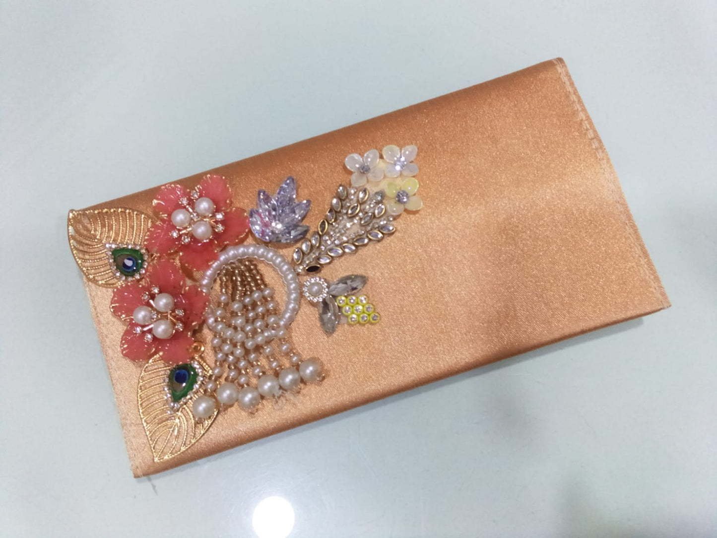 Peach Blossom & Pearl Shimmer Clutch