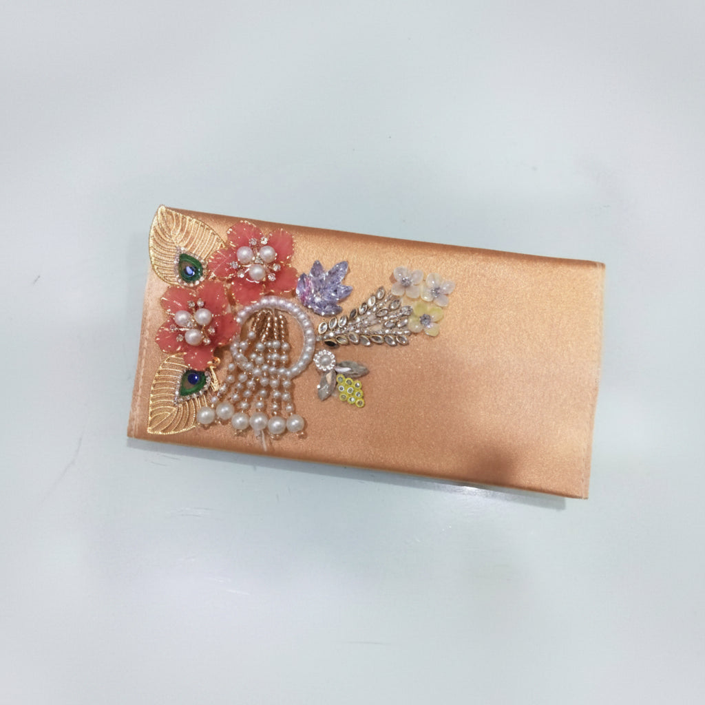 Peach Blossom & Pearl Shimmer Clutch