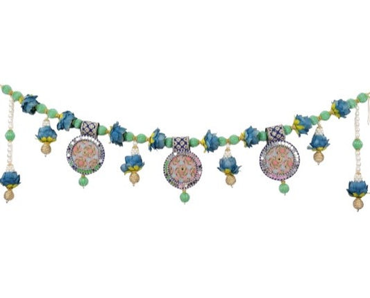  Peacock Blue Lotus Floral Toran (Door Hanging)  Festive Door for Diwali