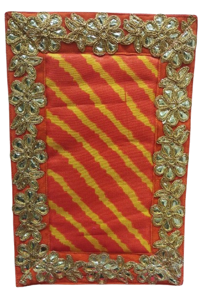 Multicolor leheriya Design Pooja Aasan/Asan for Puja and Mandir Puja Alter cloth(12X8)