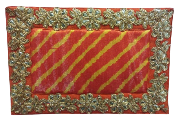 Multicolor leheriya Design Pooja Aasan/Asan for Puja and Mandir Puja Alter cloth(12X8)