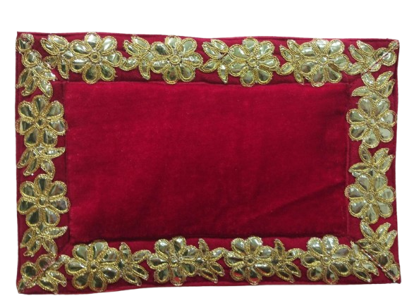 Red Velvet Pooja Aasan/Asan for Puja and Mandir Puja Alter cloth(12X8)