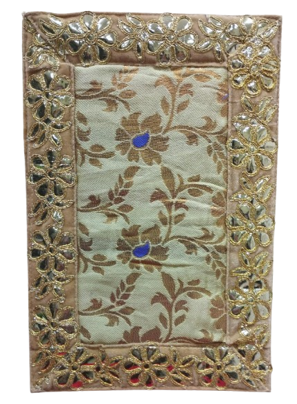 Golden Banarasi Pooja Aasan/Asan for Puja and Mandir Puja Alter cloth(12X8)