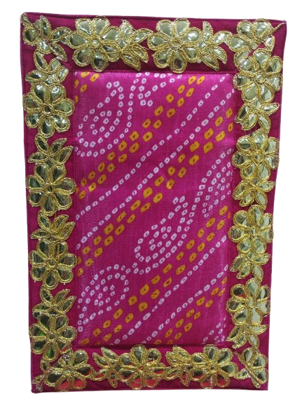Pink Bandhani Pooja Aasan/Asan for Puja and Mandir Puja Alter cloth(12X8)