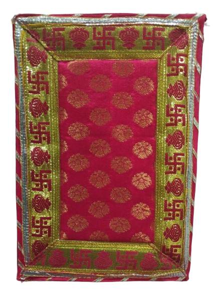 Red Golden Pooja Aasan/Asan for Puja and Mandir Puja Alter cloth(12X8)