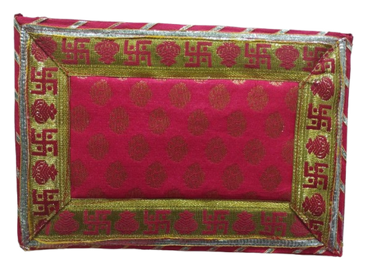 Red Golden Pooja Aasan/Asan for Puja and Mandir Puja Alter cloth(12X8)