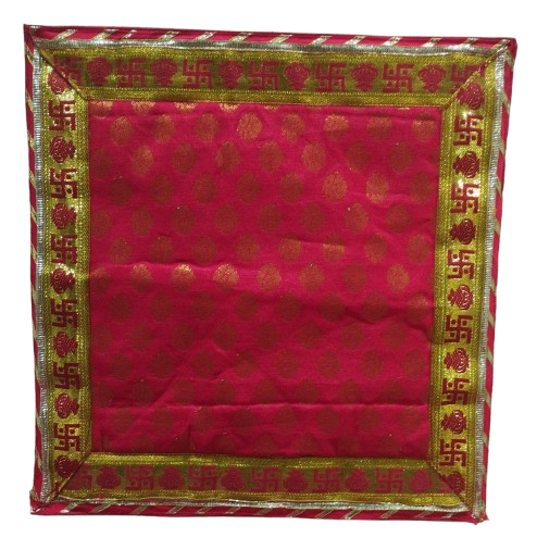 Red Bnarasi Pooja Aasan/Asan for Puja and Mandir Puja Alter cloth(12X12)