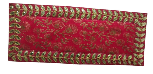 Red Banarasi Pooja Aasan/Asan for Puja and Mandir Puja Alter cloth(20X8)