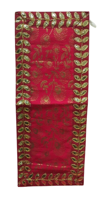Red Banarasi Pooja Aasan/Asan for Puja and Mandir Puja Alter cloth(20X8)