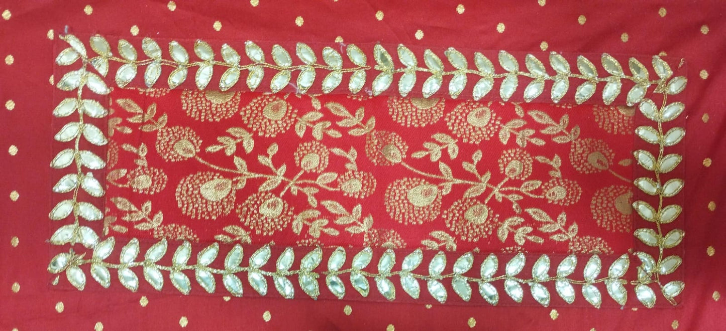 Red Banarasi Pooja Aasan/Asan for Puja and Mandir Puja Alter cloth(20X8)