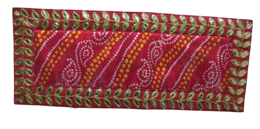 Red Bandhani Pooja Aasan/Asan for Puja and Mandir Puja Alter cloth(20X8)
