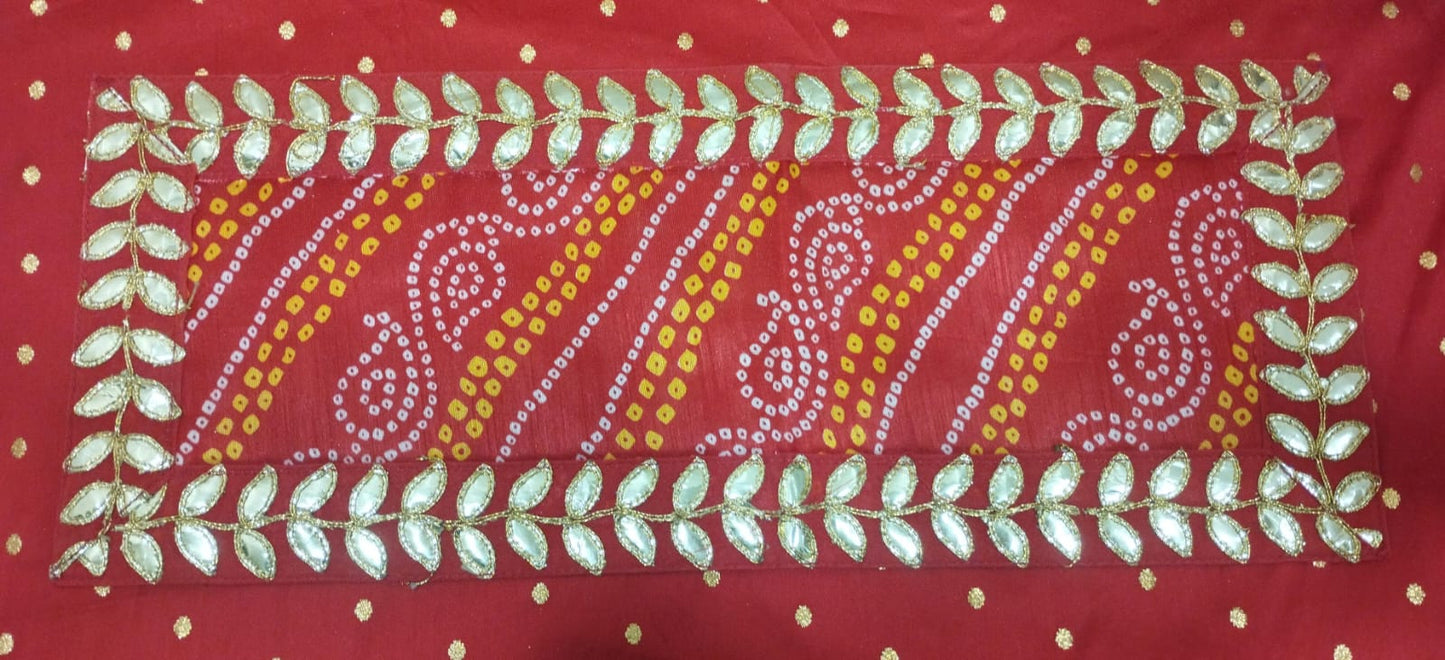 Red Bandhani Pooja Aasan/Asan for Puja and Mandir Puja Alter cloth(20X8)
