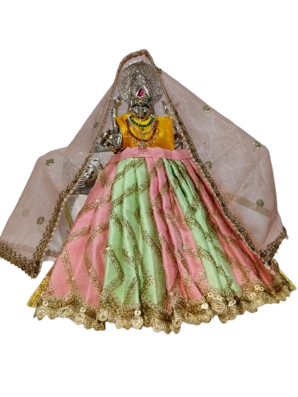 MATA Rani Dress 7 Inches l Lehanga Patka with Embroidery Work l Poshak for Durga MATA Devi Ji for Navratri Special