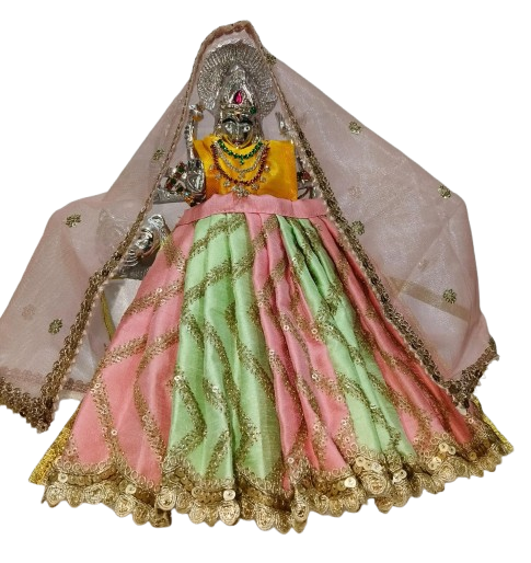 MATA Rani Dress 7 Inches l Lehanga Patka with Embroidery Work l Poshak for Durga MATA Devi Ji for Navratri Special