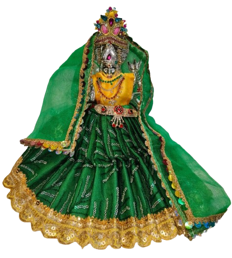 Navratri Special, Mata Rani Vastra, Devi Poshak, Durga Dress, Radha Rani Poshak for Standing Idol, Green Poshak for Durga Mata
