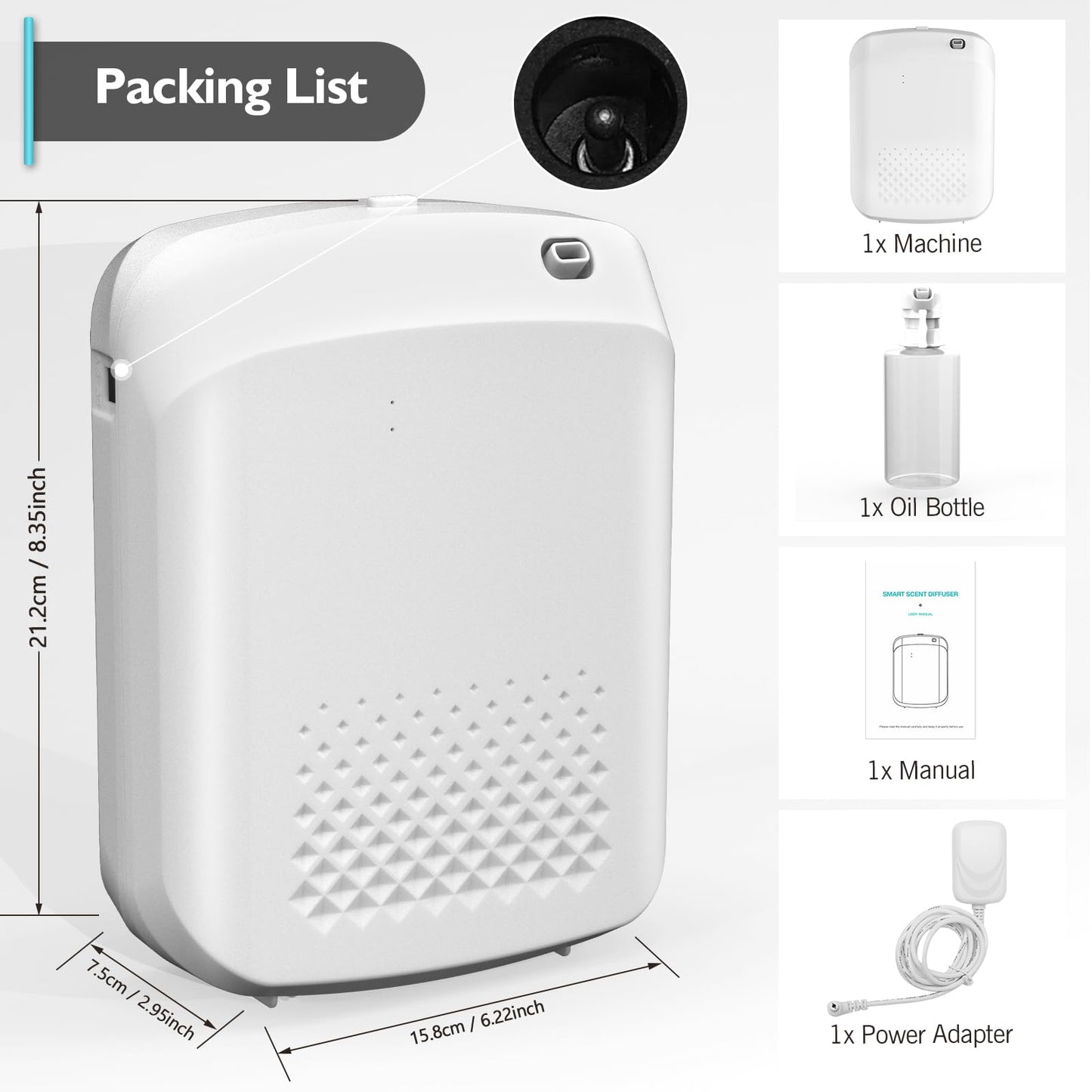 Kstar Smart Aroma  Air Diffuser, Waterless Essential Oil Scent Machine with Bluetooth Connectivity | 400 ml Capacity | Programmable Timer & Smart App Control |White
