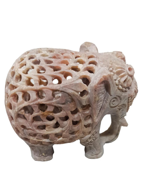 Marble Soapstone Carved Elephant - Baby Inside Mother's Tummyarble Soapstone Carved Elephant - Baby Inside Mother's Tummy