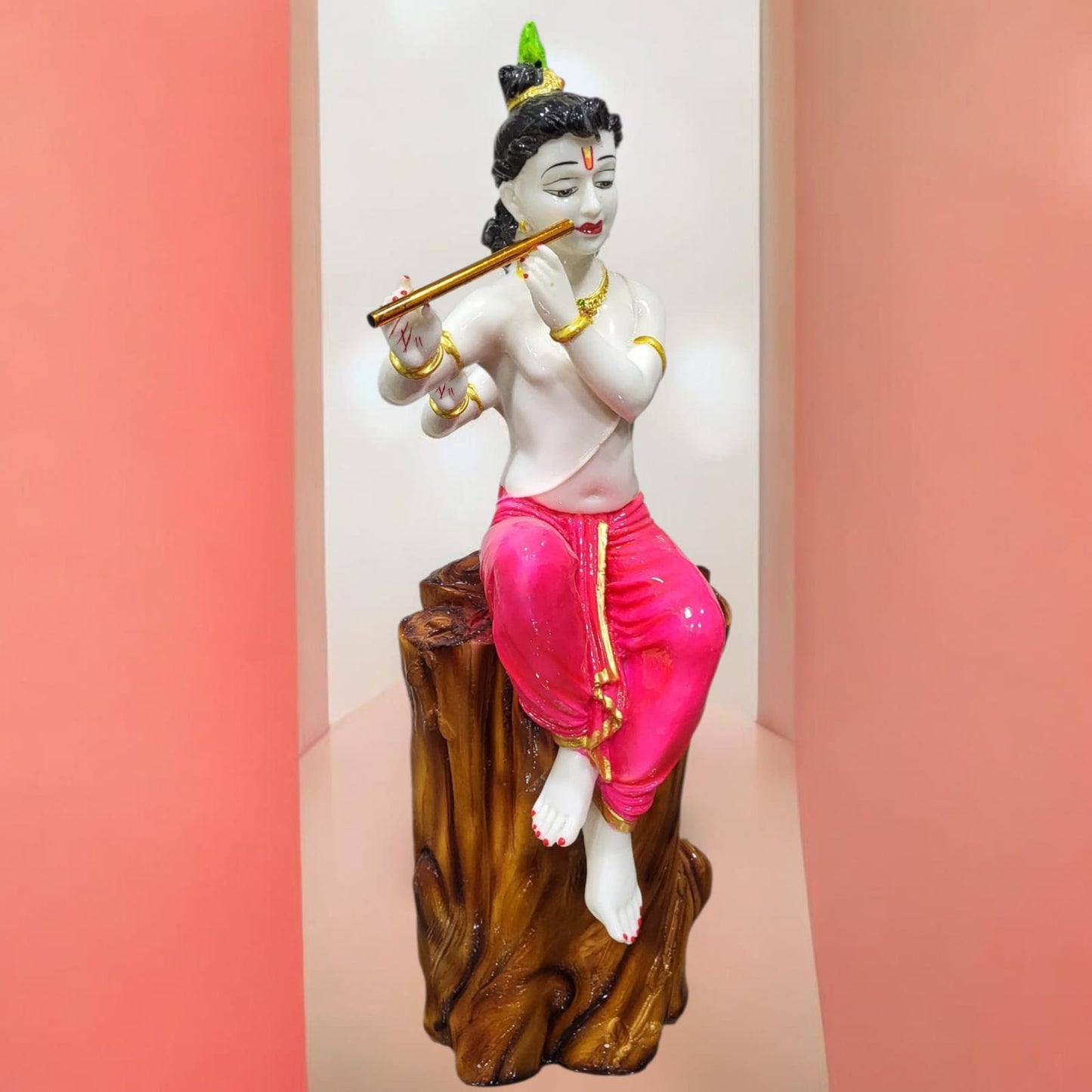 Polyresin Standing Krishna Idol for Pooja & Decorative Statue Figurine | Krishna Murti for for Gifting,House Warming | Size - 1.5 Feet (45m)