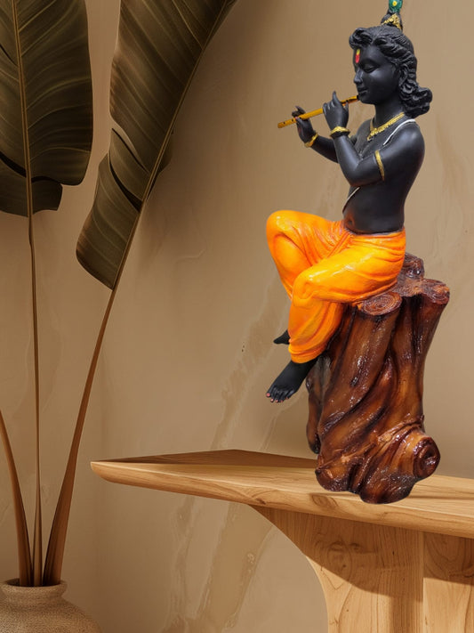 Marble Lord Krisha Idol for Pooja & Decorative Statue Figurine | Krishna Murti for for Gifting,House Warming | Size - 1.5 feet (45cm) - White