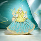 Durga Ji Sky Blue Yellow Embroidery Lace Work Dress