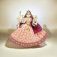 Durga Ji Pink/Peach Embroidery Lace Work Dress