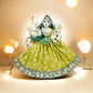 Durga Ji Mehndi Green Embroidery Lace Work Dress