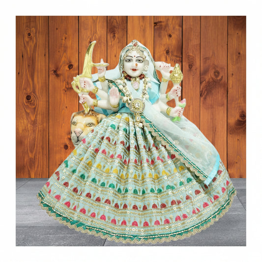 Durga Ji SkyBlue Embroidery Lace Work Dress