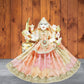 Durga Ji Peach Multi Siatara Embroidery Lace Dress