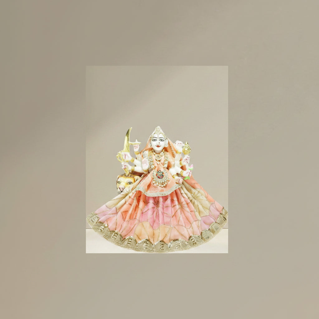 Durga Ji Peach Multi Siatara Embroidery Lace Dress